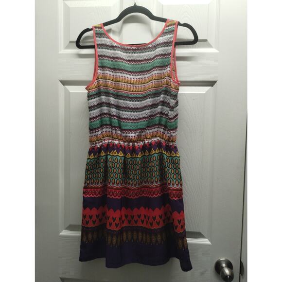 Gianni Bini Women Size Large Colorful Multi-Print Lined Elastic Waist Tank Dress - Picture 2 of 4